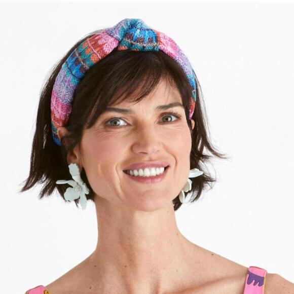Lele Sadoughi Raffia Knotted Headband in Sunset Rainbow main image 6
